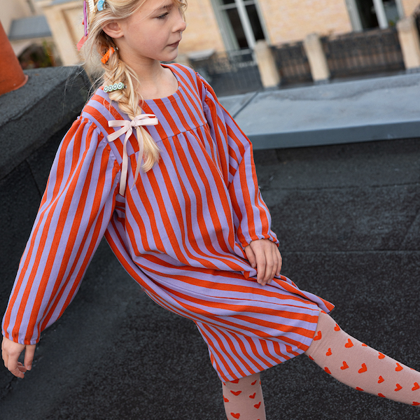 Kleid Poppy Stripe – Lavender & Red