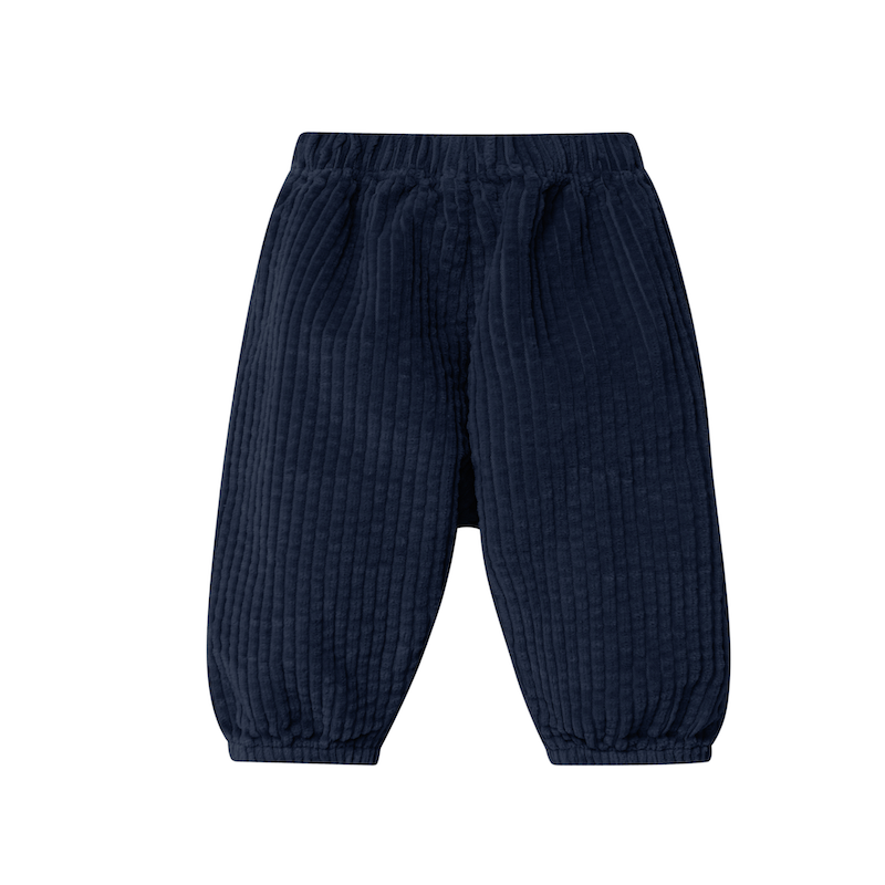 Pull-on Hose aus geripptem Samt mit Kordelzug und Pompon-Detail