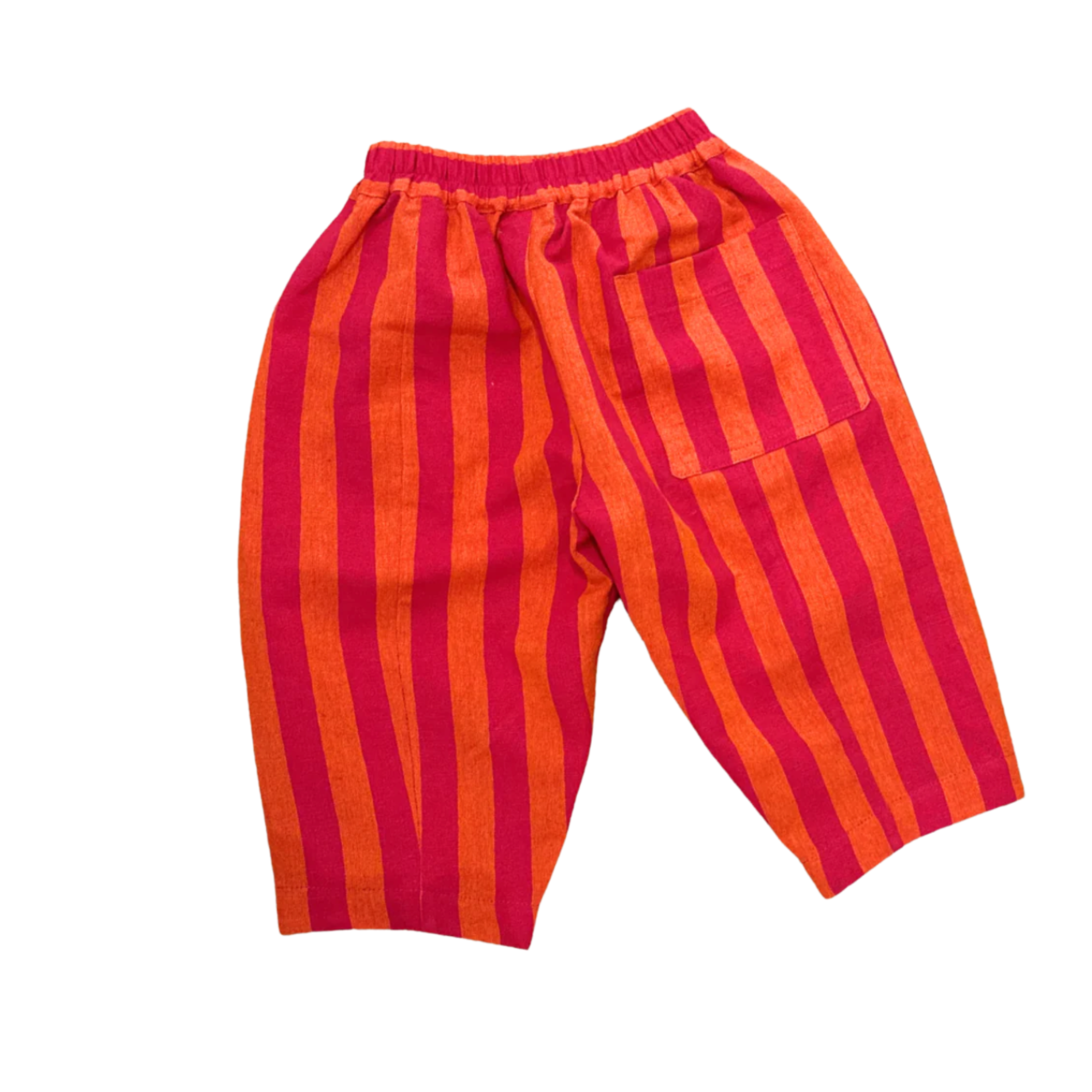 Manu Leinen-Stripe Barrel Leg Hose