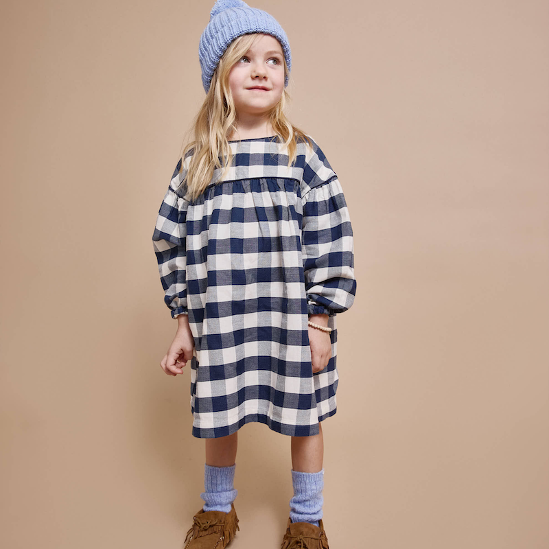Karo-Kleid aus 100% Baumwolle