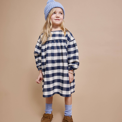 Karo-Kleid aus 100% Baumwolle