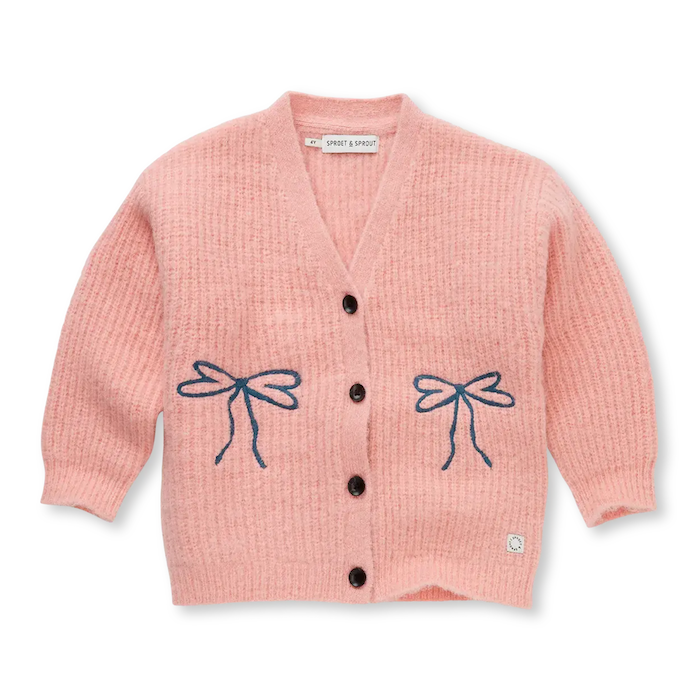 Strickjacke mit Schleifen – Peach Parfait