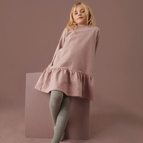 Langarmkleid mit Rüsche