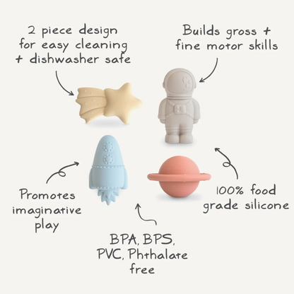 Mushie - Space Bath Play Set- 4 Pack