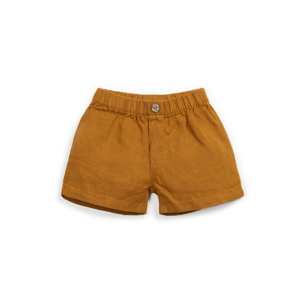 Leinen-Shorts mit Kokosknopf