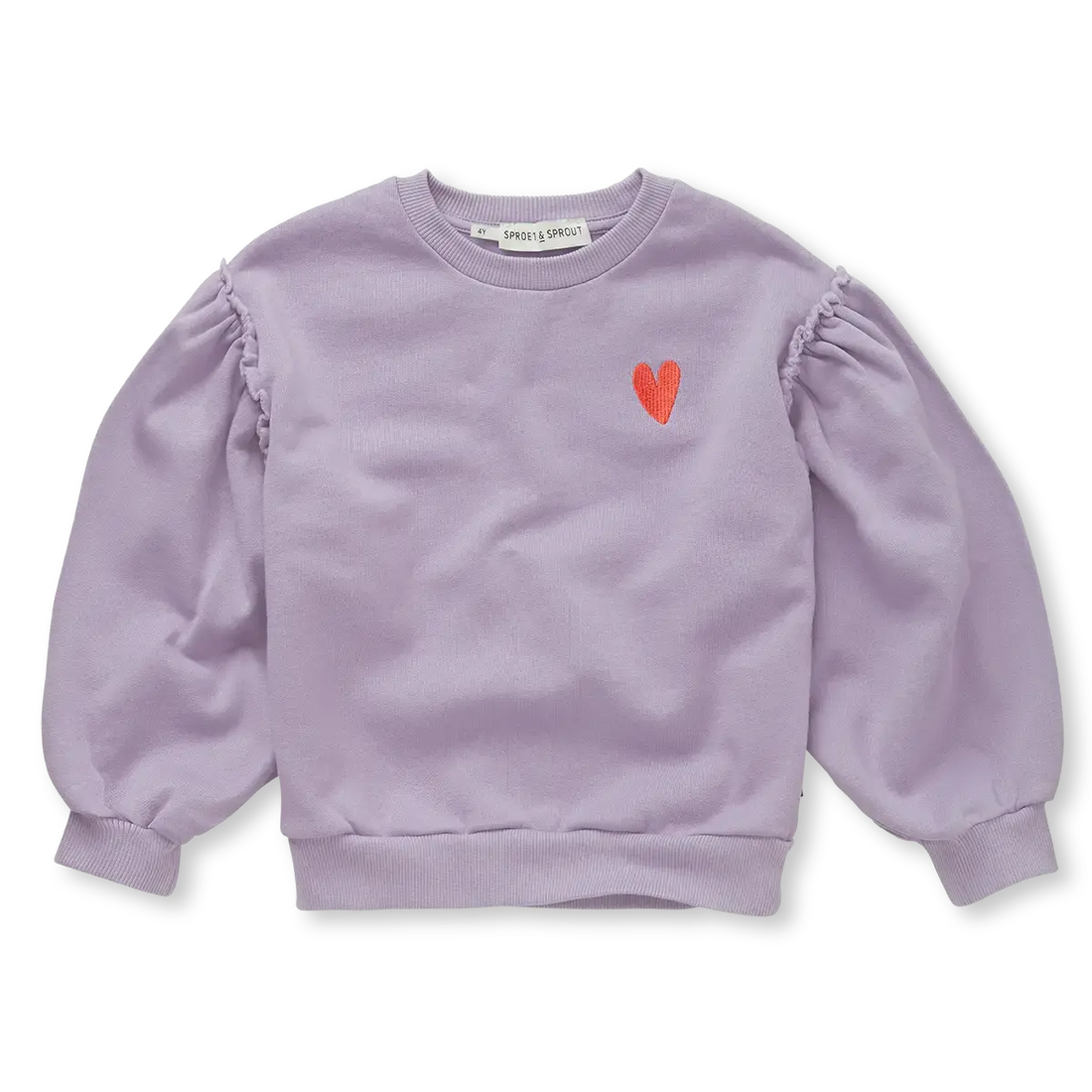 Sweatshirt mit Puffärmeln &amp; Herz – Lavender