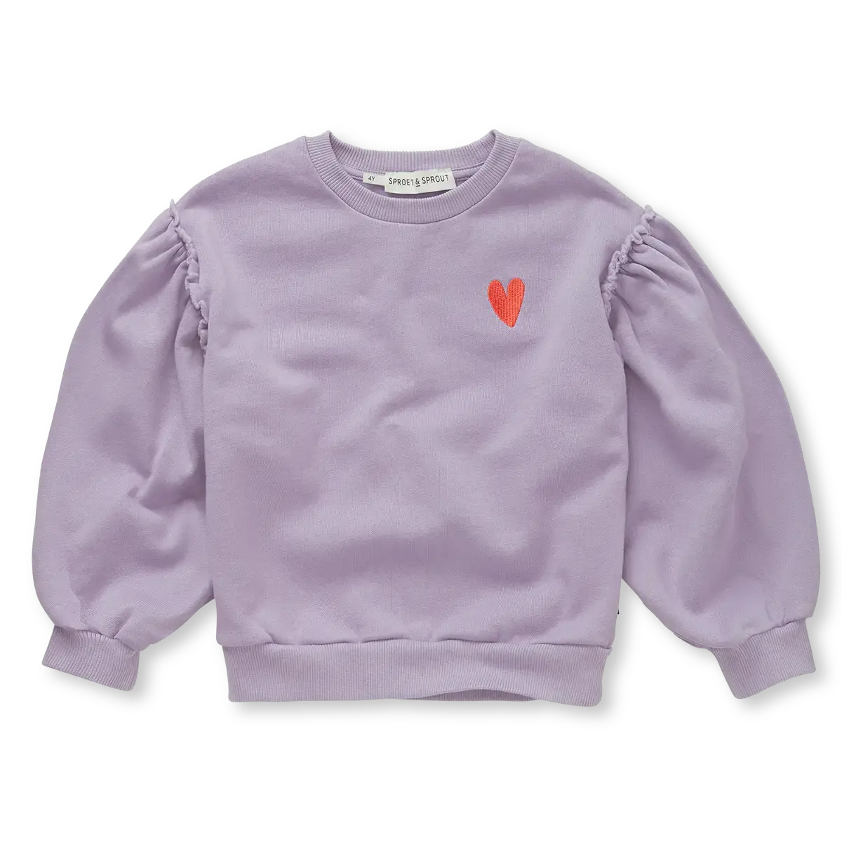 Sweatshirt mit Puffärmeln &amp; Herz – Lavender