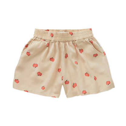Tencel Loose Shorts mit Apfel-Print