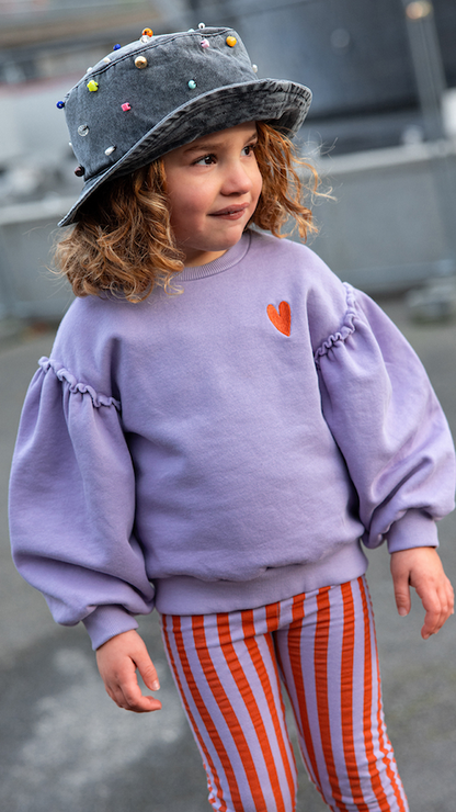 Sweatshirt mit Puffärmeln &amp; Herz – Lavender