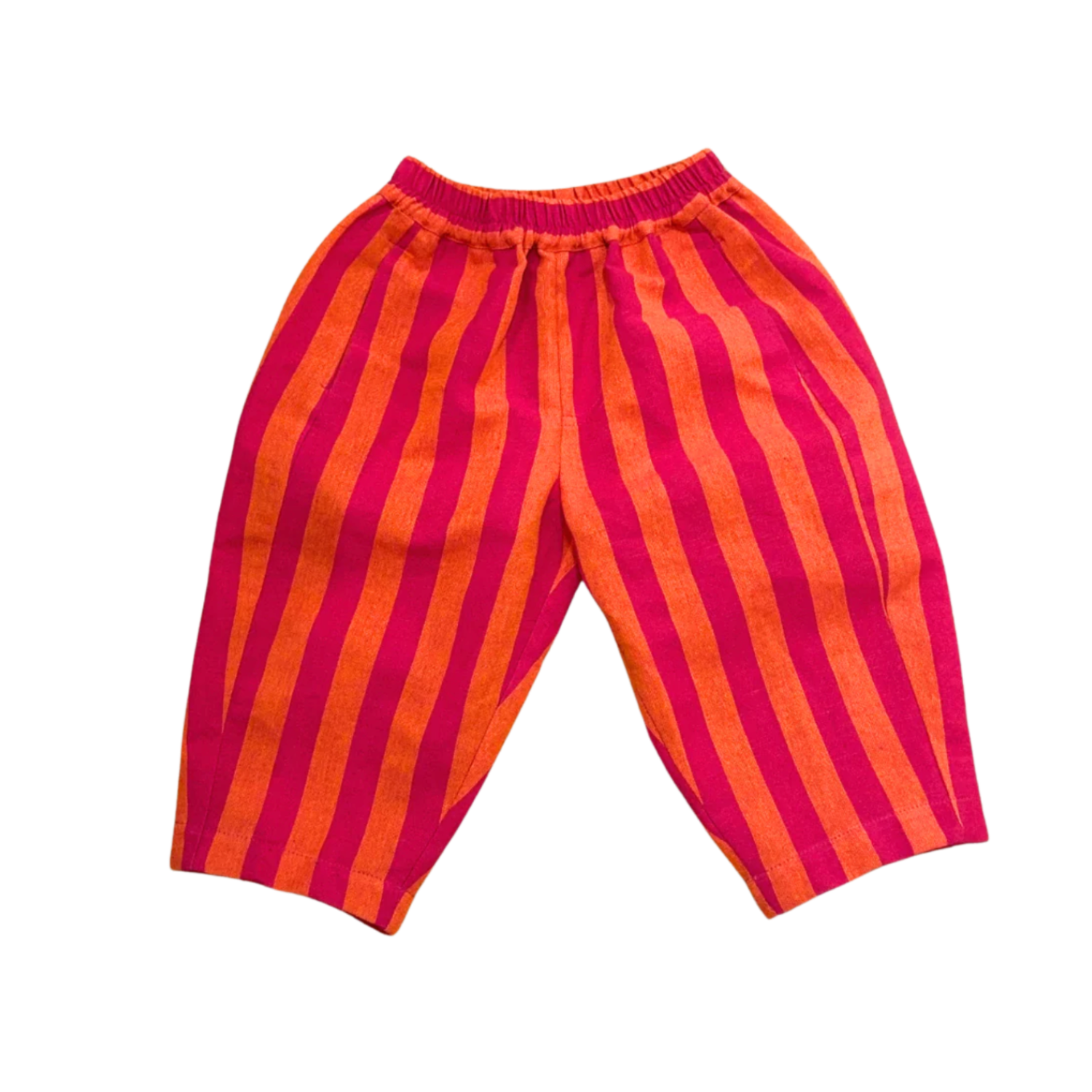 Manu Leinen-Stripe Barrel Leg Hose